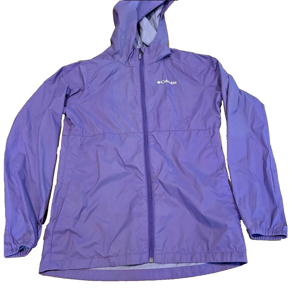 Hooded Columbia Girls Large Purple Hooded Rain Jacket Windbreaker School